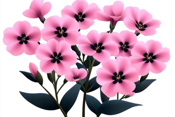Fototapete - Phlox bloom in minimalist design, with its soft pink petals drawn in clean, simple lines on a flat background