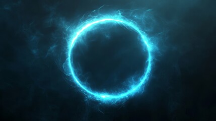 Glowing blue neon circle. Dark background