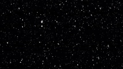 winter snow overlay. isolated falling snow animation - transparent background. seamless loop, alpha 