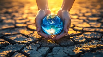 Object Cradled in the Hand in a Desert Landscape