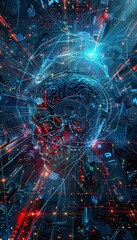 Wall Mural - sophisticated digital illustration featuring neural networks and ai for tech and scientific themes