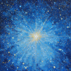 Wall Mural - Twinkling Star in Celestial Pointillism Style: Shining Bright in the Night Sky