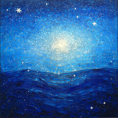 Wall Mural - Twinkling Star Shining Bright in Celestial Pointillism: A Duplicate Delight