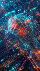 Wall Mural - sophisticated digital illustration of neural networks, ai systems, and secure data transmission