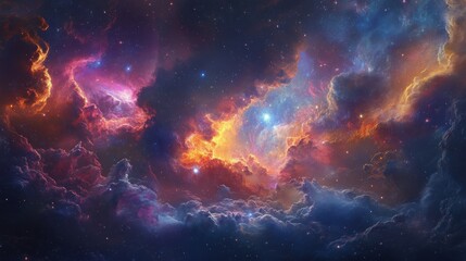 Wall Mural - colorful cosmic cloud formation illuminated by distant starlight in the night sky