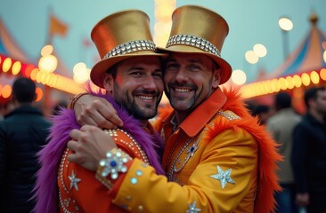 Men hugging at the festival