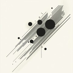 Aufkleber - The artwork showcases an arrangement of black lines and circles that intersect on a soft, light background, exuding contemporary elegance. Generative AI