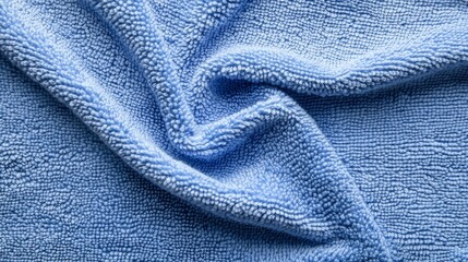 Soft blue towel. Blue cotton fabric towel texture