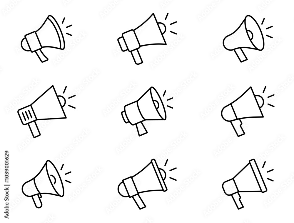 Megaphone icon set. Loudspeaker icon. Advertising and marketing icons ...