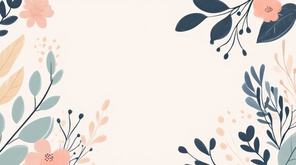 Leinwandbilder - Delicate doodles of various leaves and flowers create a serene and calming atmosphere, ideal for art projects or natural themes. Generative AI