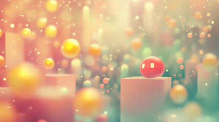 Wall Mural - Dreamy bokeh effect with a character in a pastel abstract scene
