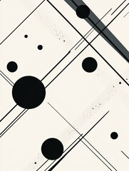 Aufkleber - This artwork displays a minimalistic design with black diagonal lines intersecting circles of different sizes against a light backdrop. Generative AI