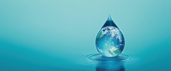 Canvas Print - a drop of water with the earth in it