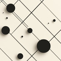 Poster - Diagonal lines create a striking composition against a light backdrop, featuring circles of different sizes for a contemporary look. Generative AI