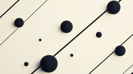 Aufkleber - Black diagonal lines intersect with varying sizes of circles against a light backdrop, creating a unique, minimalistic design. Generative AI