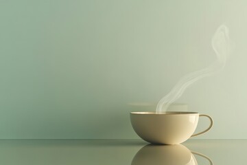 Aufkleber - A gentle stream of steam rises from a delicate tea cup, creating a tranquil atmosphere in the cozy indoor setting. Generative AI