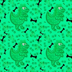 Wall Mural - Cartoon animals seamless dinosaur pattern for wrapping paper and fabrics