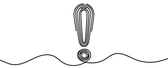 Wall Mural - continuous linear drawing of exclamation mark. one line drawing exclamation mark. exclamation mark i