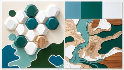 Wall Mural - Abstract Landscape with Geometric Shapes