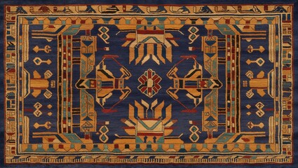 Sticker - Intricate Geometric Rug in Blue, Yellow, Red & Brown