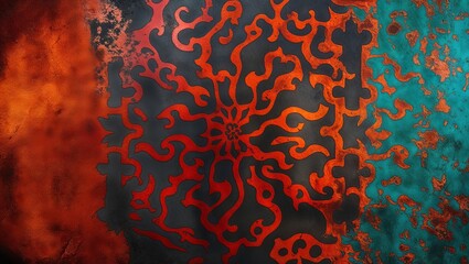 Wall Mural - Abstract Design in Red, Orange, and Blue