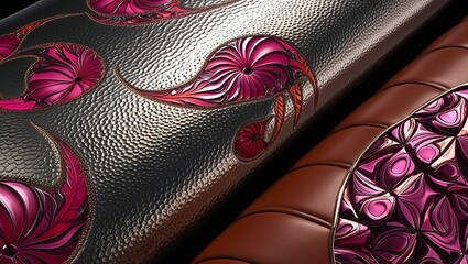 Canvas Print - Embossed Leather with Floral Design