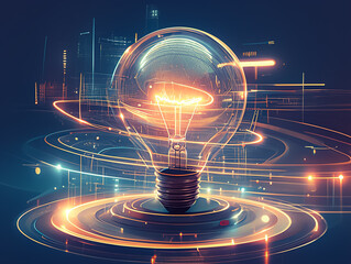 Wall Mural - glowing light bulb, a symbol of brilliant ideas and innovative solutions
