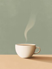 Sticker - A steaming cup of tea sits on a smooth surface, with delicate wisps of steam rising gently, creating a calm and inviting atmosphere. Generative AI