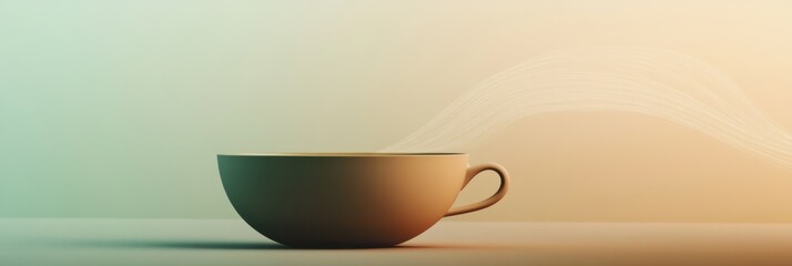 Aufkleber - A delicate tea cup sits still as smooth steam rises gently, creating a sense of warmth and comfort in the tranquil morning light. Generative AI