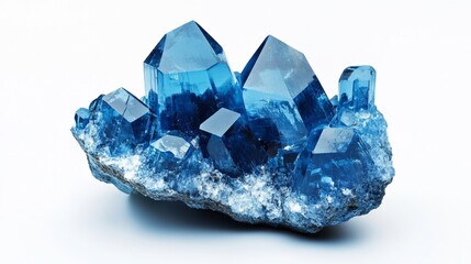 Close up shot of a blue crystal, gemstones on a light background
