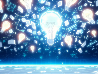 Wall Mural - abstract light background with bokeh and human brain illustrating technology and intelligence