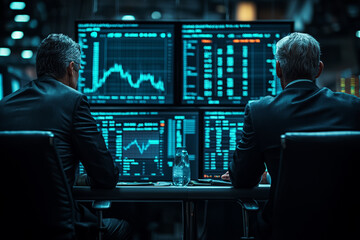 Stock market analysts discussing quarterly earnings reports and their impact on stock prices, providing insights into corporate health. Concept of business analysis.