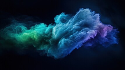 Sticker -   A blue, green, and pink cloud of smoke on a black background