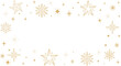 © Denys Koltovskyi - Golden stars and snowflakes in minimalist line art style, arranged on white background with plenty of space, elegant and festive frame