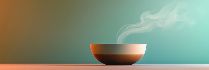 Wall Mural - A cup of tea releases gentle steam, creating a warm and inviting atmosphere in a serene setting. Generative AI