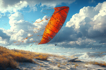 Wall Mural - a colorful kite flying in the sky alongside a broken one on the ground captures the contrast between