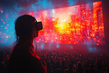 A metaverse-based concert attracting millions of users, illustrating the role of virtual worlds in the future of entertainment. Concept of entertainment.