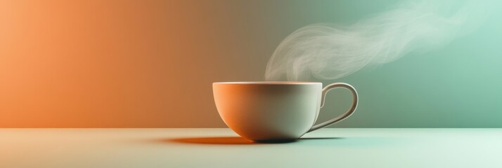 Sticker - A cozy cup of tea releases delicate steam into the air, creating a tranquil atmosphere in a softly lit environment. Generative AI