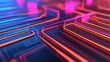 © Nitchalee N. - A vibrant, abstract depiction of digital circuits with glowing lines in blue, pink, and orange, symbolizing technology and connectivity.