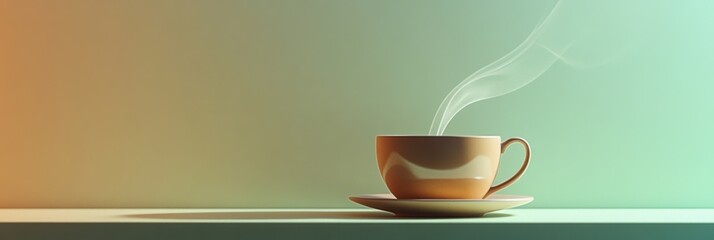 Poster - A steaming tea cup rests peacefully on a table, exuding warmth and comfort in a tranquil afternoon setting. Generative AI