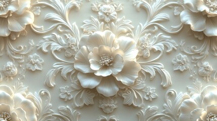 White Floral 3D Pattern