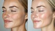 © Alpha - Clear before-and-after images of a facelift patient, showcasing reduced wrinkles and rejuvenated look, soft lighting, Photorealistic, Clean Background