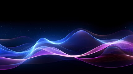 Wall Mural - Digital technology blue and purple abstract sound wave PPT poster background