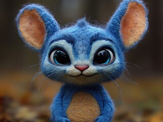 Sticker - Cute Blue Mouse: Adorable 3D Digital Art