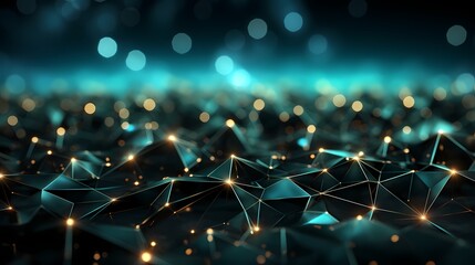 Digital technology abstract geometric cyan polygonal poster web page PPT background