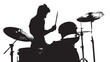 © Vector Stock - A man playing Drums silhouette isolated on white background