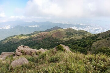 Panoramic View of Hong Kong Island from Tai Mo Shan