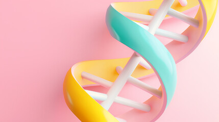 Canvas Print - 3D colorful DNA helix model in pastel colors on a pink background