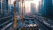 © Robin - Urban construction site with cranes and skyscrapers in the background.