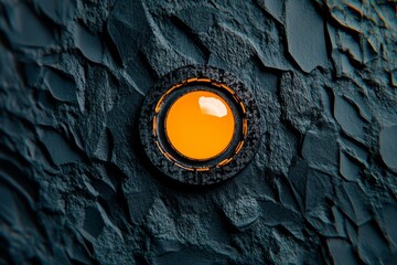 Single glowing orange dot in the center of a black background, symbolizing light and focus in a minimalist style